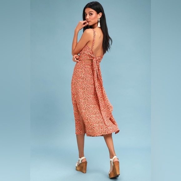 Faithfull the Brand/  Katergo Tie Back Floral Dress midi pink XS - Picture 5 of 6